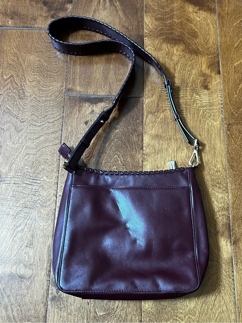 Michael Kors Vintage Gloria Pocket Stitched Crossbody Bag Purse Oxblood Leather